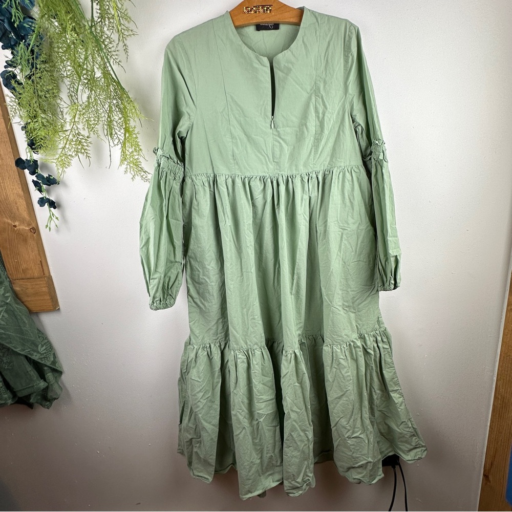 Ottod’ame Anthropologie Tier Bell Sleeve Zip Front Dress